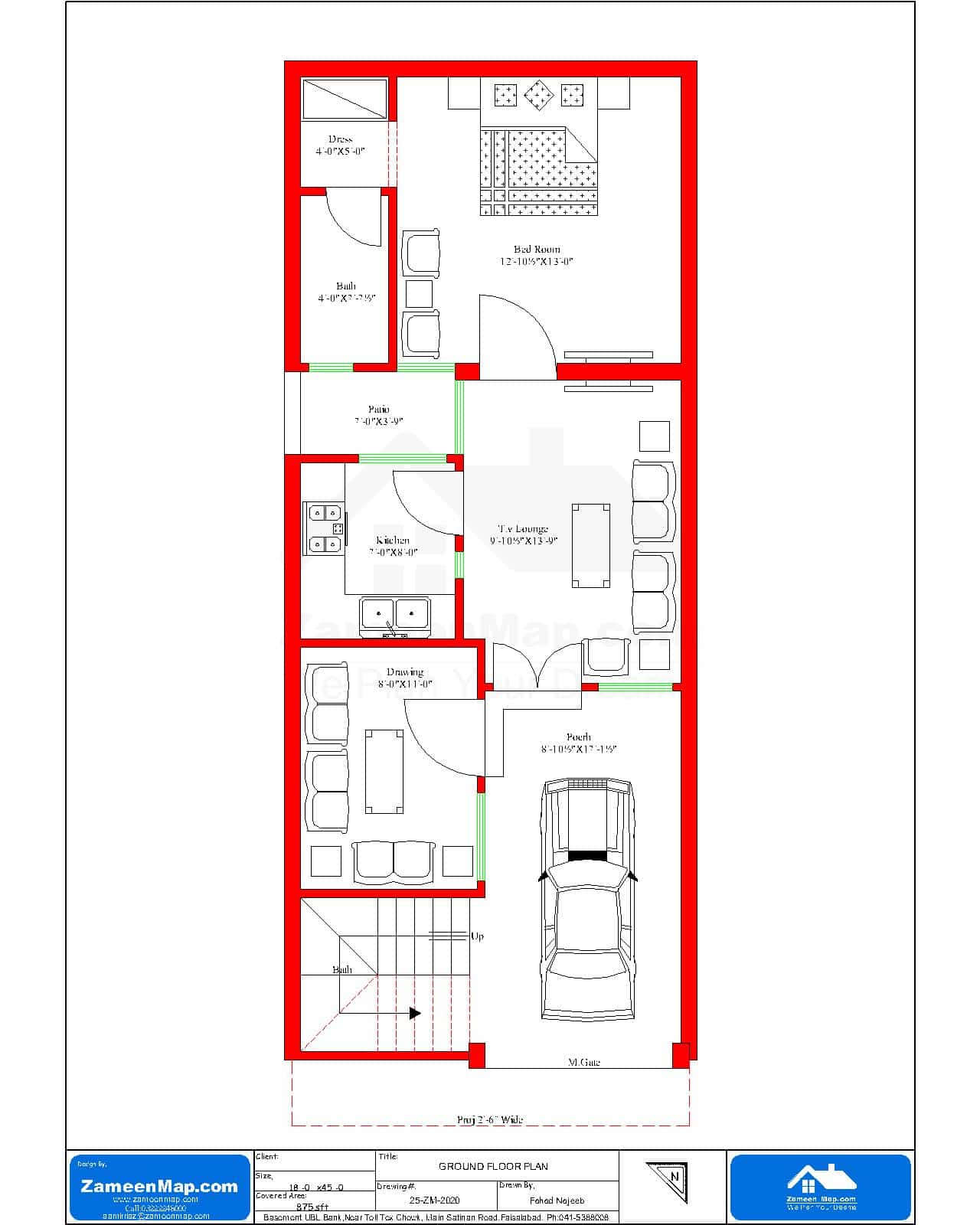 3 Marla 18x45 ZameenMap